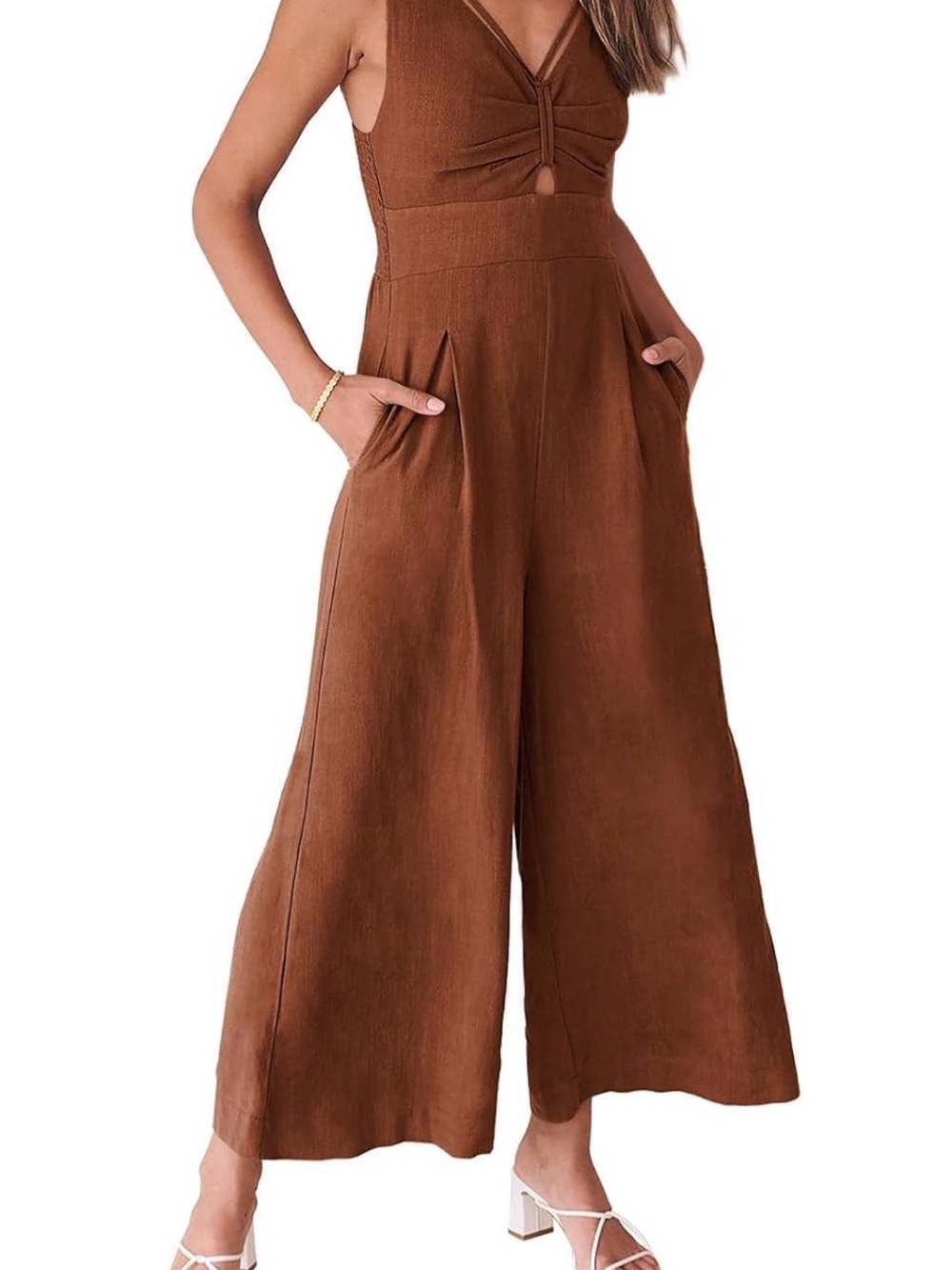 Rust Red Strappy Wide-Leg Jumpsuit